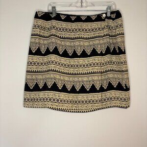 MULTIWEAR Sz 18 Wrap Skirt Fabric Made in Italy Mini Tan Black Lined